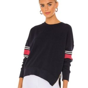 Sundry Navy Striped Sweatshirt Zipper Detail